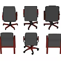 Stylish Office Chairs With Leather Upholstery Red Wooden Legs Armrests And Wheels