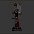 Industrial Robotic Arm With Red And Silver Mechanical Structure Rotating Base And Operational Components 3d model