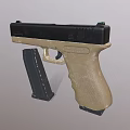 Tan and Black Tactical Pistol With Detachable Magazine And Ergonomic Grip