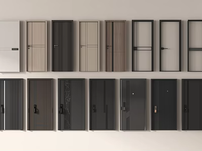 Various Design Swing Doors With Different Styles And Colors For Home Interior 3d model