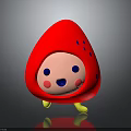 Cute Red Strawberry Shaped Cartoon Character With Yellow Feet Facial Expression And Purple Spots