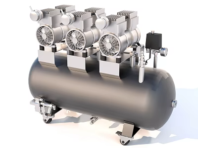 Industrial Air Compressor With Multiple Motor Units Control Panel And Portable Storage Tank 3d model