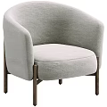 Modern Light Gray Fabric Accent Chair With Curved Armrests And Wooden Legs