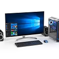 Modern computer monitor computer host keyboard sound 3d model