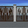 Building Exterior Wall With White Surface Metal Gate And Decorative Fence Design Under Sky