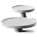 Round Marble Coffee Table with Natural Veining and Conical Base Minimalist Design 3d model
