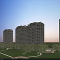 Modern High rise Residential Buildings With Green Lawn And Trees In Park Like Surroundings