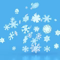 Elegant White Snowflake Decorative Ornament Set for Festive Home Decoration on Blue Background