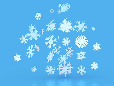 Elegant White Snowflake Decorative Ornament Set for Festive Home Decoration on Blue Background 3d model