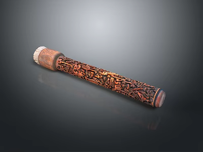 Intricately Carved Wooden Household Item With Detailed Patterns And Smooth Surface 3d model