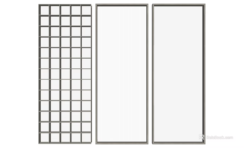 Modern Partition Designs Featuring Grid Pattern And Clear Glass Panels For Interior 3d model