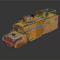 Rusty Vintage Military Vehicle With Armored Body And Roof Platform Structure