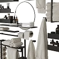 Modern Bathroom Accessories With Towels Mirror Shelves And Toiletries Set
