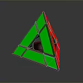 Geometric Triangle Rubik's Cube With Green Red Faces And Black Edges 3d model