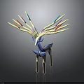 Colorful Antlered Deer Like Creature With Vibrant Colored Tines Slender Legs And Blue Gray Body