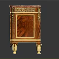 Elegant Red Cabinet With Gold Decorations Marble Top Drawers And Carved Details