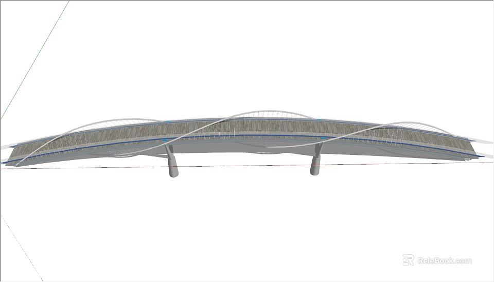 Modern Arched Bridge Design With Cable Supports And Textured Gray Surface 3d model 