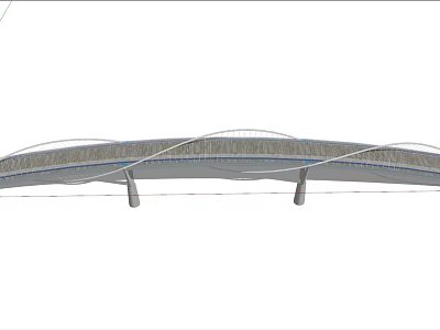 Modern Arched Bridge Design With Cable Supports And Textured Gray Surface 3d model