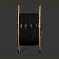 High Quality Wooden Spool With Black Wound Wire And Natural Wood Grain Texture