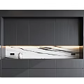 Modern Dark Kitchen Cabinets With Marble Countertop And Built In Appliances