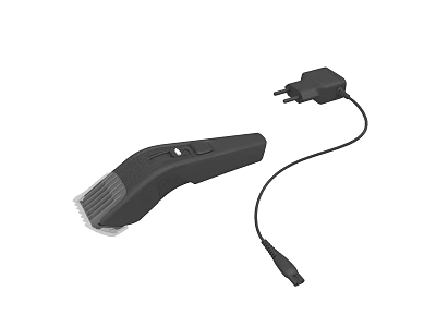 Black Handheld Electric Trimmer With Power Adapter And Charging Cable 3d model