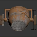 Copper Colored Concrete Mixer With Metal Stand And Wheels On Reflective Surface