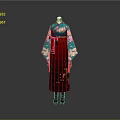 Traditional Japanese Kimono With Teal Sleeves Red Obi And Floral Patterns