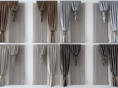 Elegant Curtains in Various Colors with Classic Tiebacks for Home Interior Decoration 3d model