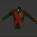 Red And Black Zipper Jacket With Red Sleeves And Yellow Logo Design 3d model