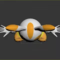 3D Orange White Rabbit Game Movie Character With Yellow Shoes Blue Bow And Outstretched Arms