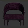Modern Purple Accent Chair With Curved Backrest Upholstered Fabric And Metal Legs