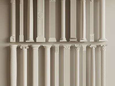 Collection Of Roman Columns With Various Designs 3d model