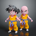 Two Young Cartoon Characters Wearing Yellow Outfits With Blue Belts And Spiky Hair Bald Head