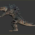 Fierce Reptilian Monster Animal Standing With Sharp Teeth Scales Claws And Scars