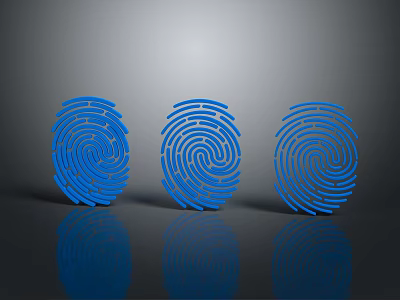 Modern Blue Fingerprint Shaped Wall Decor With Three Pieces And Reflective Surface 3d model