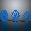 Modern Blue Fingerprint Shaped Wall Decor With Three Pieces And Reflective Surface 3d model