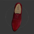 Stylish Red Lace Up Leather Shoes With Textured Surface And Dark Sole For Daily Wear
