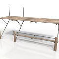Sturdy Wooden Folding Workbench With Metal Support Frame And Lower Shelf 3d model
