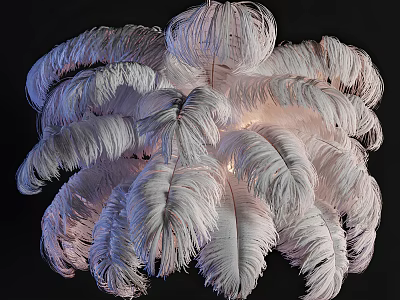 Large Decorative Feather Chandelier With Soft White Feathers And Elegant Lighting Design 3d model