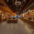 Modern Bar Interior With Wooden Walls Bar Counter High Stools Green Plants And Decorative Lights