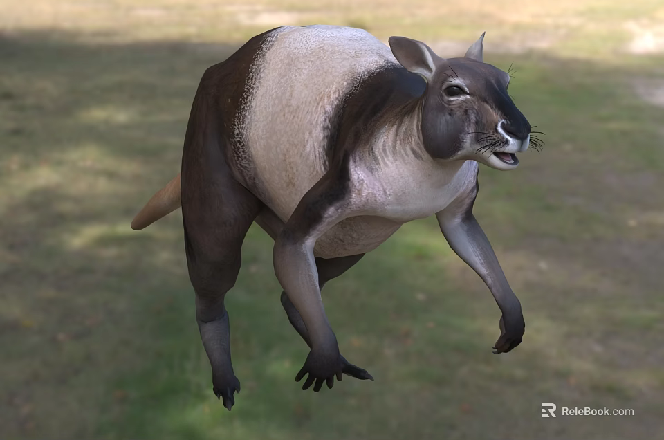 Unique Reptile Species With Brown And White Body Standing On Green Grassland 3d model 