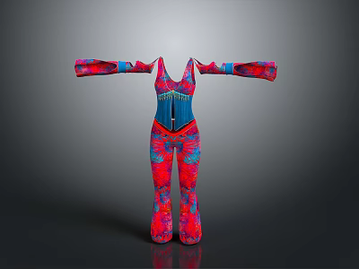 Stylish Red And Blue Patterned Bodysuit With Unique Design For Daily Use 3d model