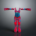 Stylish Red And Blue Patterned Bodysuit With Unique Design For Daily Use