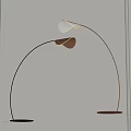 Modern Minimalist Floor Lamp With Curved Arc Design White Brown Shade And Circular Base