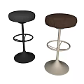 Modern Bar Stools With Black Brown Padded Seats And Metal Bases