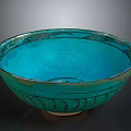 Hand Carved Turquoise Decorative Bowl With Intricate Patterns And Artisan Craftsmanship