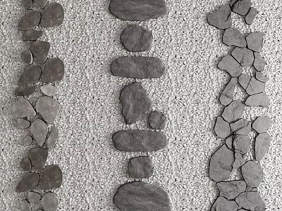 Natural Rockery Stones Landscape Design With Various Sizes And Sand Arrangement 3d model
