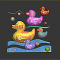 Vibrant Decorative Wavy Furniture Base With Colorful Rubber Ducks And Balls