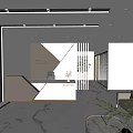 Elegant Modern Front Desk Reception Area With CHILLCHARM Logo White Brown Desk And Marble Floor