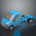 Blue Truck Chassis Model Featuring Driver Cab And Reflective Surface 3d model